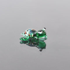 Handmade Green Glass Frog Figurine: Whimsical Miniature Sculpture