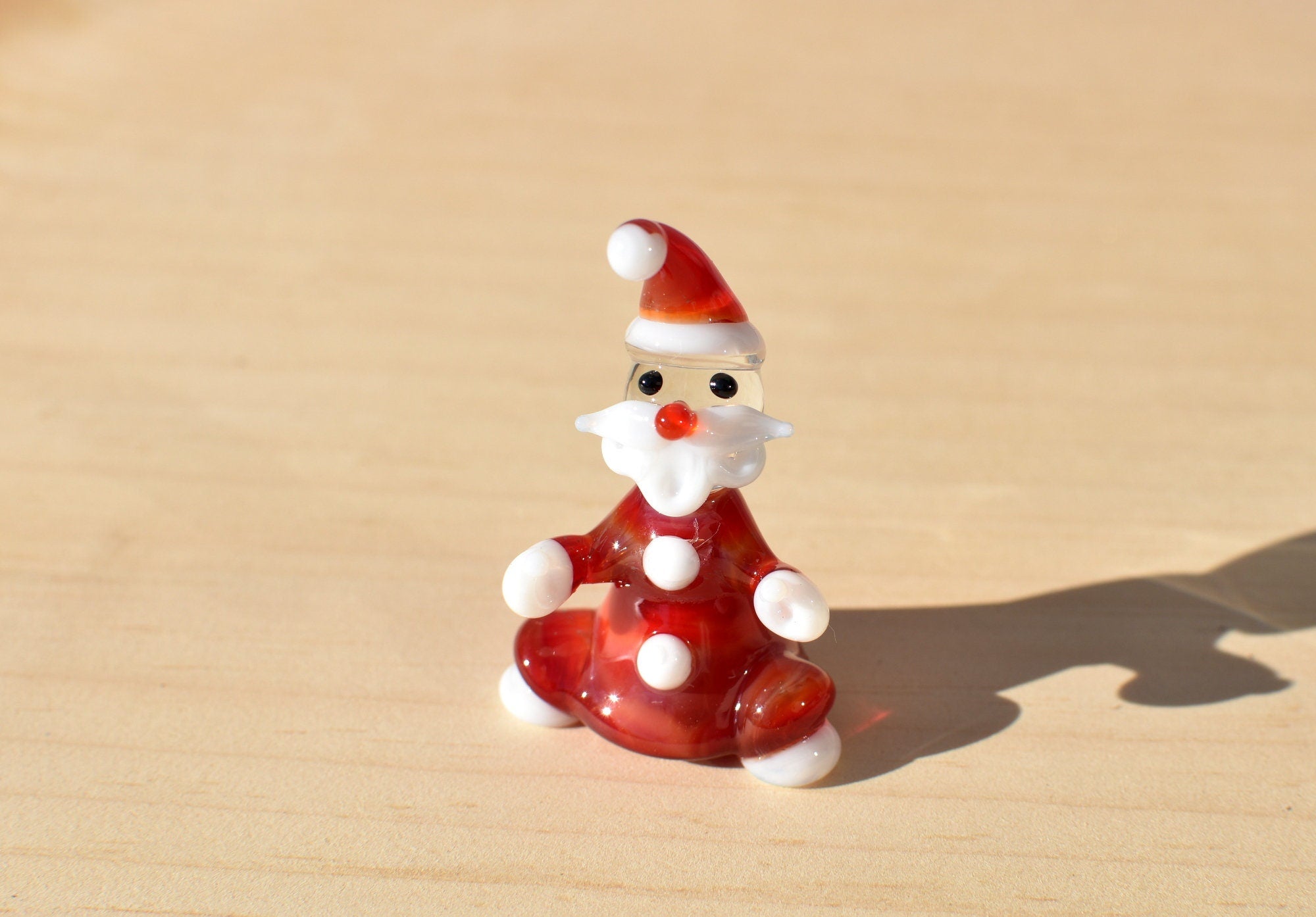 Handblown Glass Santa Figurine: Miniature Mothers Day Santa Claus Figure