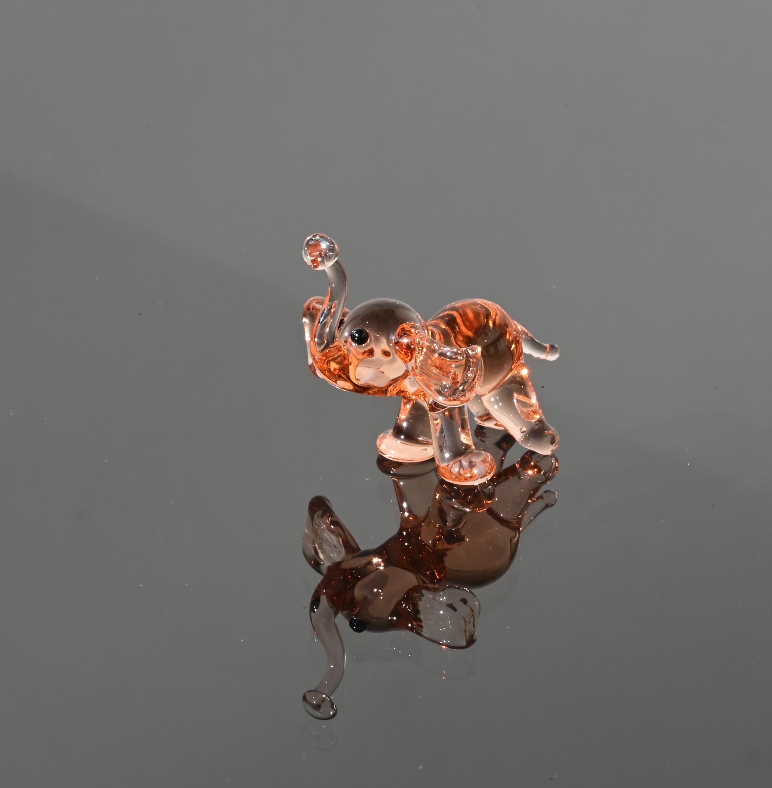 Elephant Figurine, Rose Glass Elephant, Elephant Gifts, Tiny Glass Animals, Elephant Charm, Pink Elephant, Glass Animals, Decor, Statue