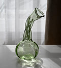 Central Piece Handblown Renaissance light green colored Glass Vase: Elegant Twisted Design.