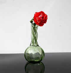 Central Piece Handblown Renaissance light green colored Glass Vase: Elegant Twisted Design.