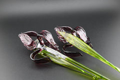 Handblown Amethyst Glass Flower: Elegant Floral Home Decor
