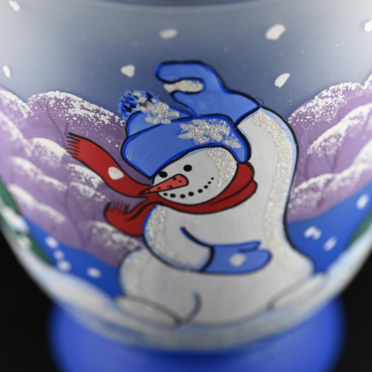 Christmas Vase: Handblown Frosted Glass Snowman Candle Holder