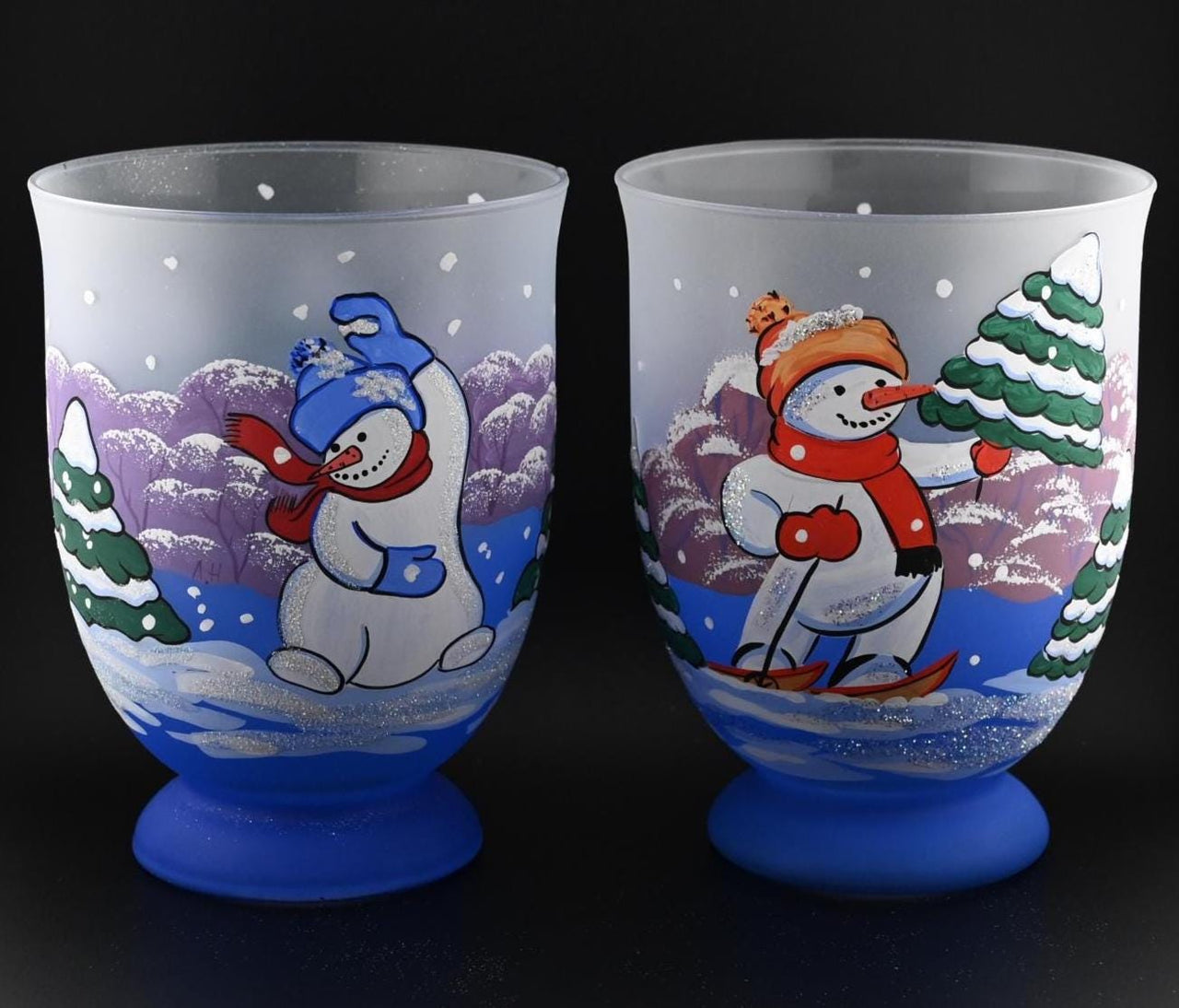 Christmas Vase Set: Handblown Frosted Glass Decor