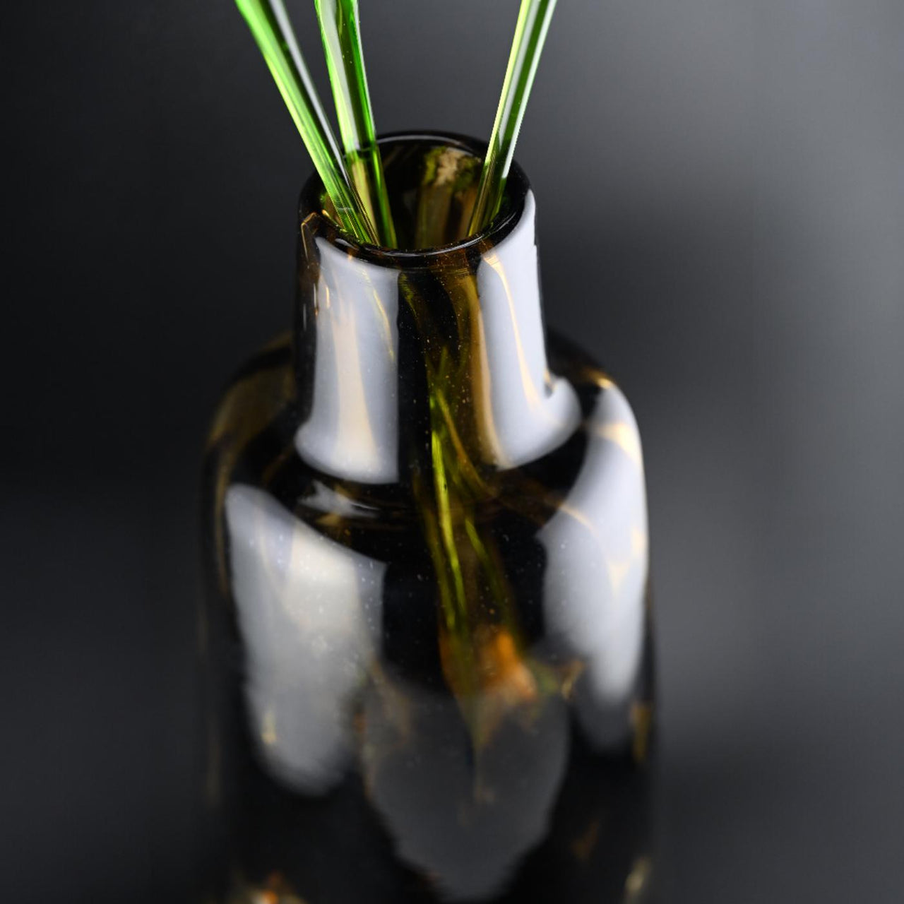 Glass Flowers in Vase - Glass Flowers and Vase - Glass Flower Bouquet 17.5 inches - Orange Glass Flower Bouquet - Glass Iris Home Decor