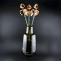 Glass Flowers in Vase - Glass Flowers and Vase - Glass Flower Bouquet 17.5 inches - Orange Glass Flower Bouquet - Glass Iris Home Decor