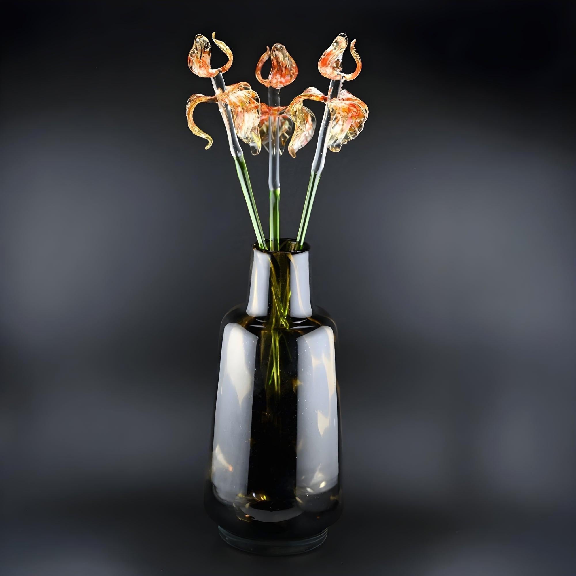 Flaming Iris Glass Centerpiece