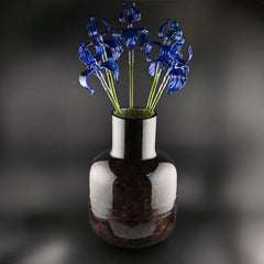 Glass Flowers Bouquet in Vase, Glass Flowers and Vase, Glass Flowers Bouquet, Blue Glass Iris Home Decor, Spring Decor, Birthday Gift