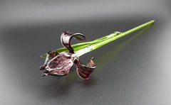 Handblown Amethyst Glass Flower: Elegant Floral Home Decor