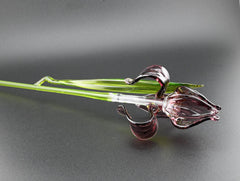 Handblown Amethyst Glass Flower: Elegant Floral Home Decor