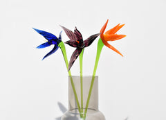 Handmade Glass Bird of Paradise Bouquet: Colorful Floral Sculpture
