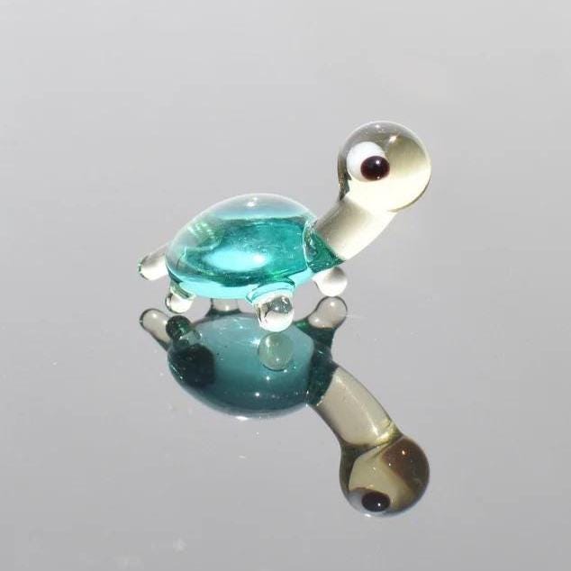 Tiny Glass Animals - Glass Turtle Figurines - Turtle Gift - Blown Miniature Glass Animals - Small Glass Turtle Decor