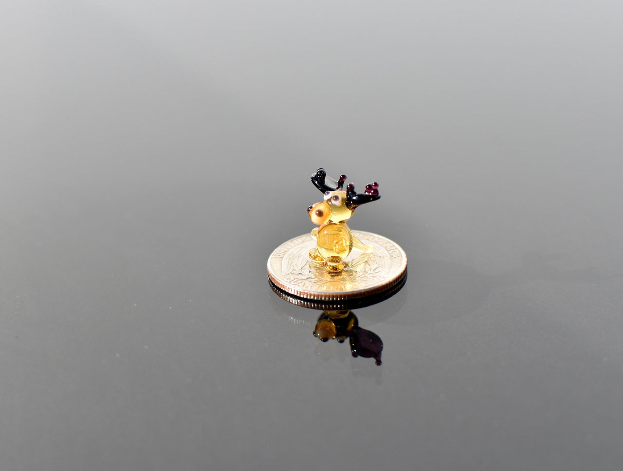 Miniature Hand Blown Glass Reindeer Figurine: Holiday Decor