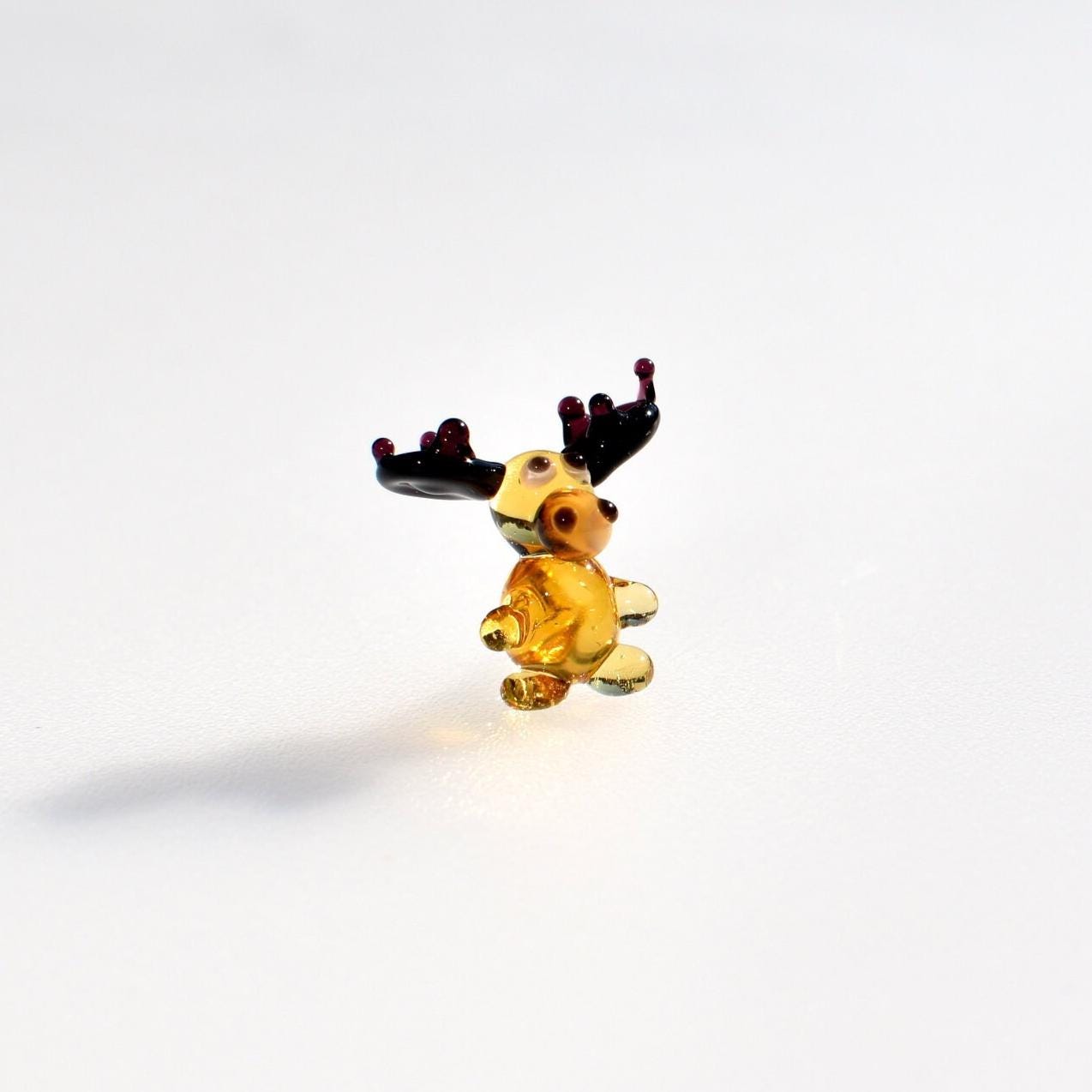 Miniature Hand Blown Glass Reindeer Figurine: Holiday Decor