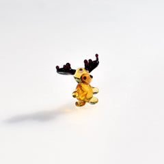Miniature Hand Blown Glass Reindeer Figurine: Holiday Decor