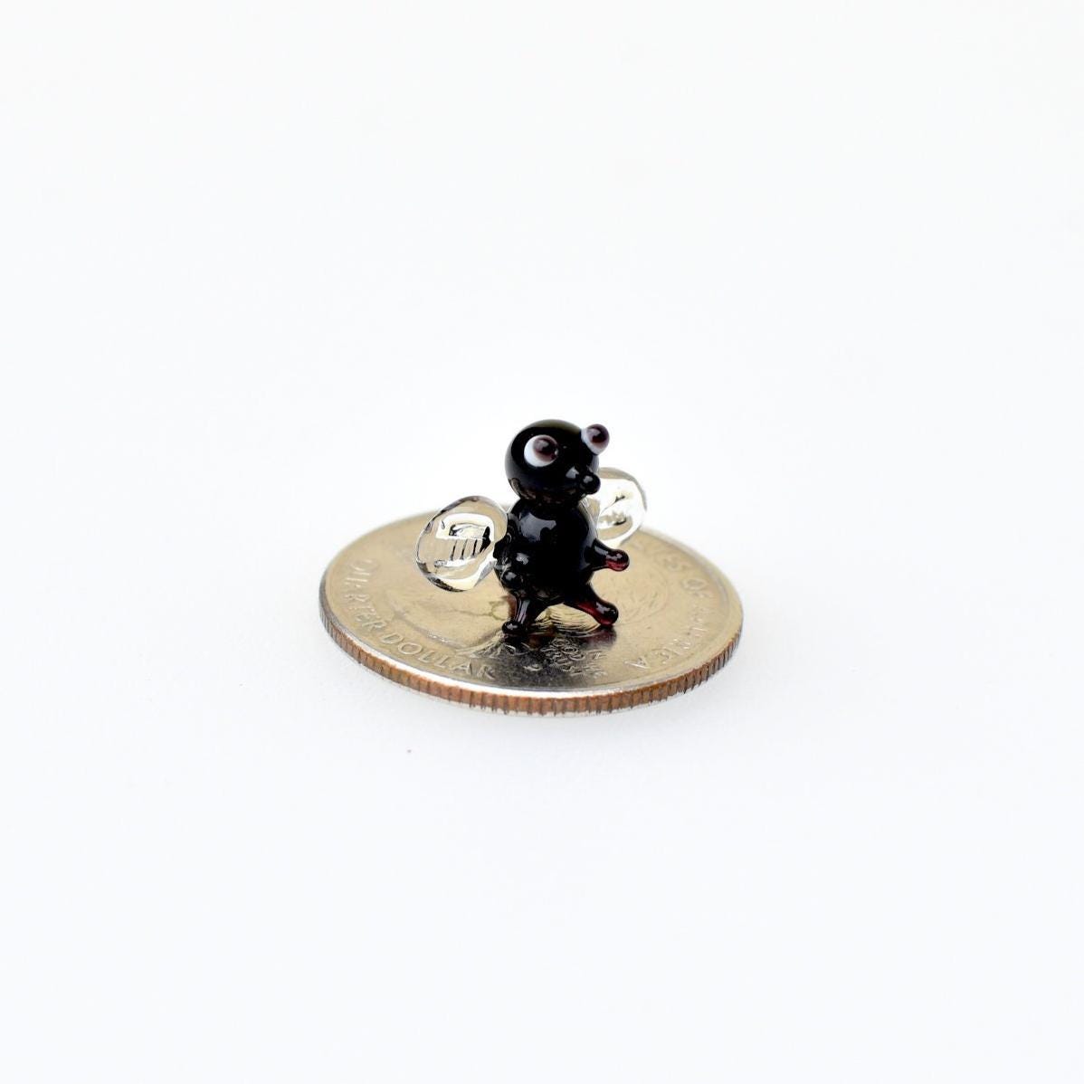 Miniature Lampwork Glass Fly: Whimsical Tiny Figurine