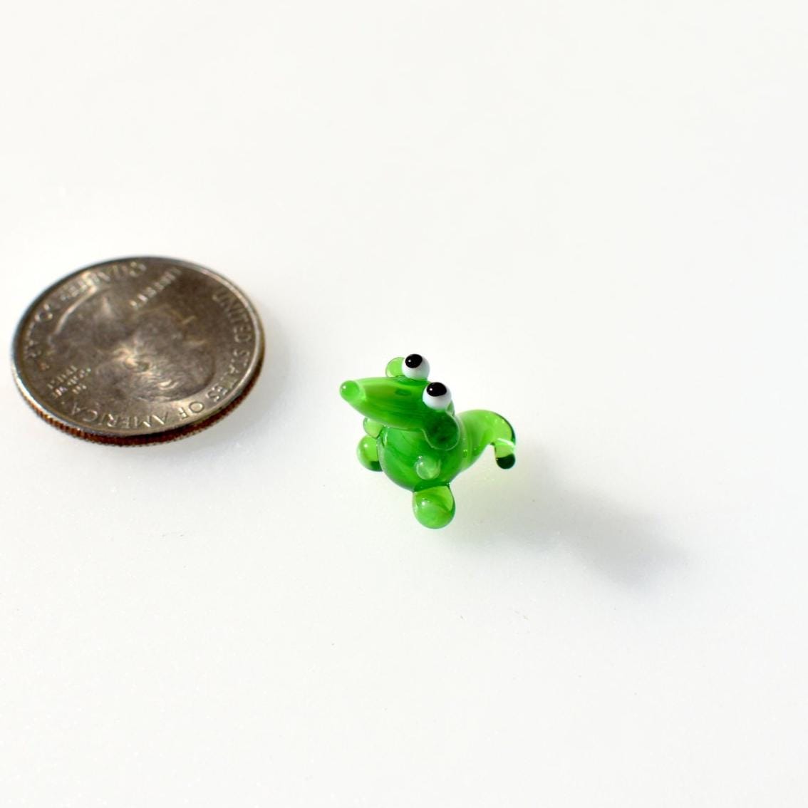 Alligator, Crocodile, Tiny Glass Animals, Mini Glass Animals, Alligator Art, Alligator Decor, Glass Figures, Miniature Glass, Green Art