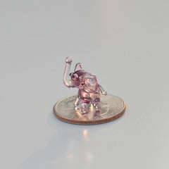 Tiny Purple Glass Elephant Figurine – Handmade Blown Glass Mini Animal Sculpture, Cute Desk Decor Gift