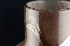 Golden Amber Striped Glass Vase