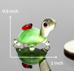 Hand-Blown Glass Turtle Figurine: Tiny Ladybug, Collectible Desk Decor