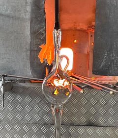 Hand-Blown Blue Glass Iris Bouquet - Elegant Art Glass Vase