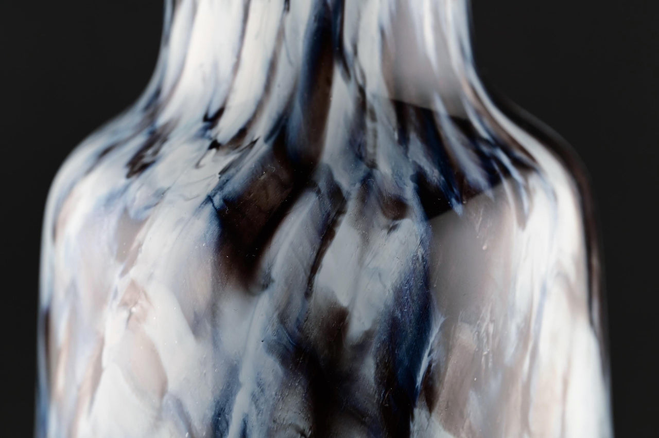 Black and White Vase - Heavy Glass Vase For Flowers - Hand Blown Glass Vase - Tall Vase - Modern Bottle Vase Home Decor Gift for Her