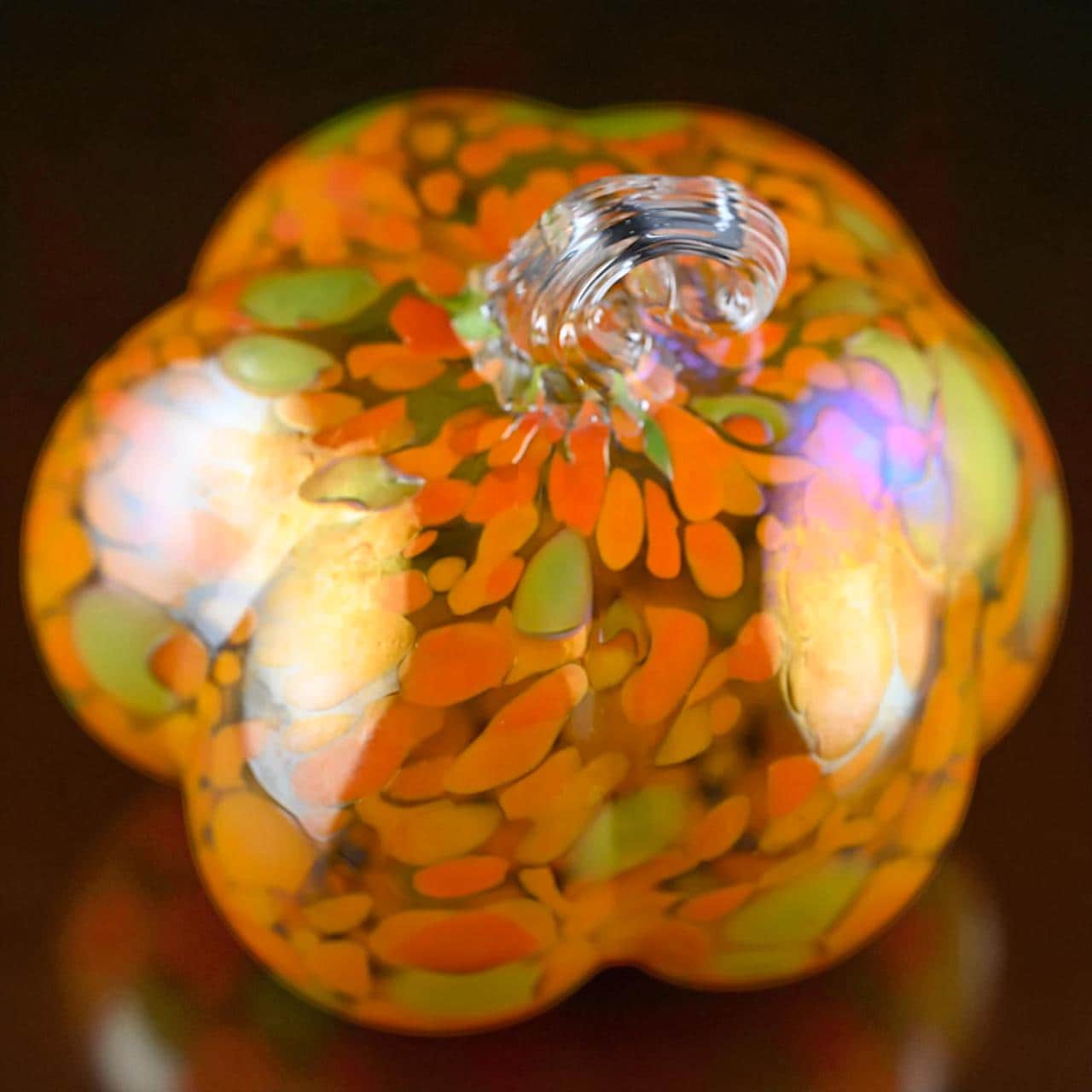 Glass Pumpkin - Hand Blown Orange Art Glass Pumpkin - Blown Glass Pumpkins - Handblown Glass Pumpkin - Stained Glass Pumpkin Decor