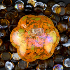 Glass Pumpkin - Hand Blown Orange Art Glass Pumpkin - Blown Glass Pumpkins - Handblown Glass Pumpkin - Stained Glass Pumpkin Decor