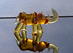 Hand Blown Glass Rhinoceros. Sculptured Rino figurine with character and personality, a collectible gift.