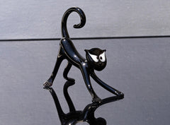 Black Cat Gifts, Black Cat Figurine, Black Cat Decor, Black Cat Art, Black Cat Statue, Large Cat Statue, Glass Cat, Glass Sculpture