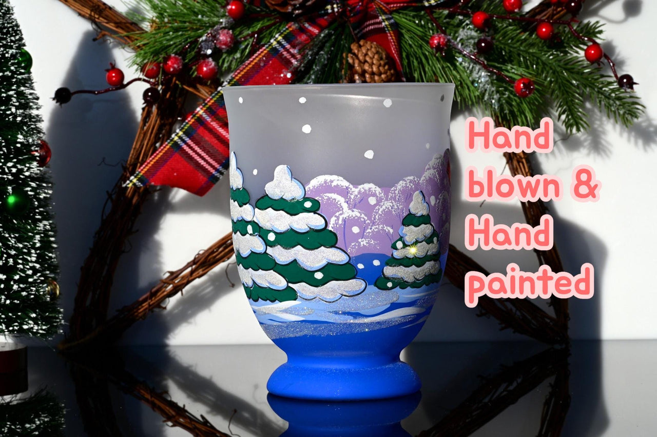 Handblown Snowman Mothers Day Candle Holder – Holiday Glass Luminary