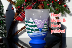 Handblown Snowman Mothers Day Candle Holder – Holiday Glass Luminary