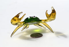Hand-Blown Multicolor Glass Crab Figurine – CuteGlassAnimals Lampwork Sculpture.