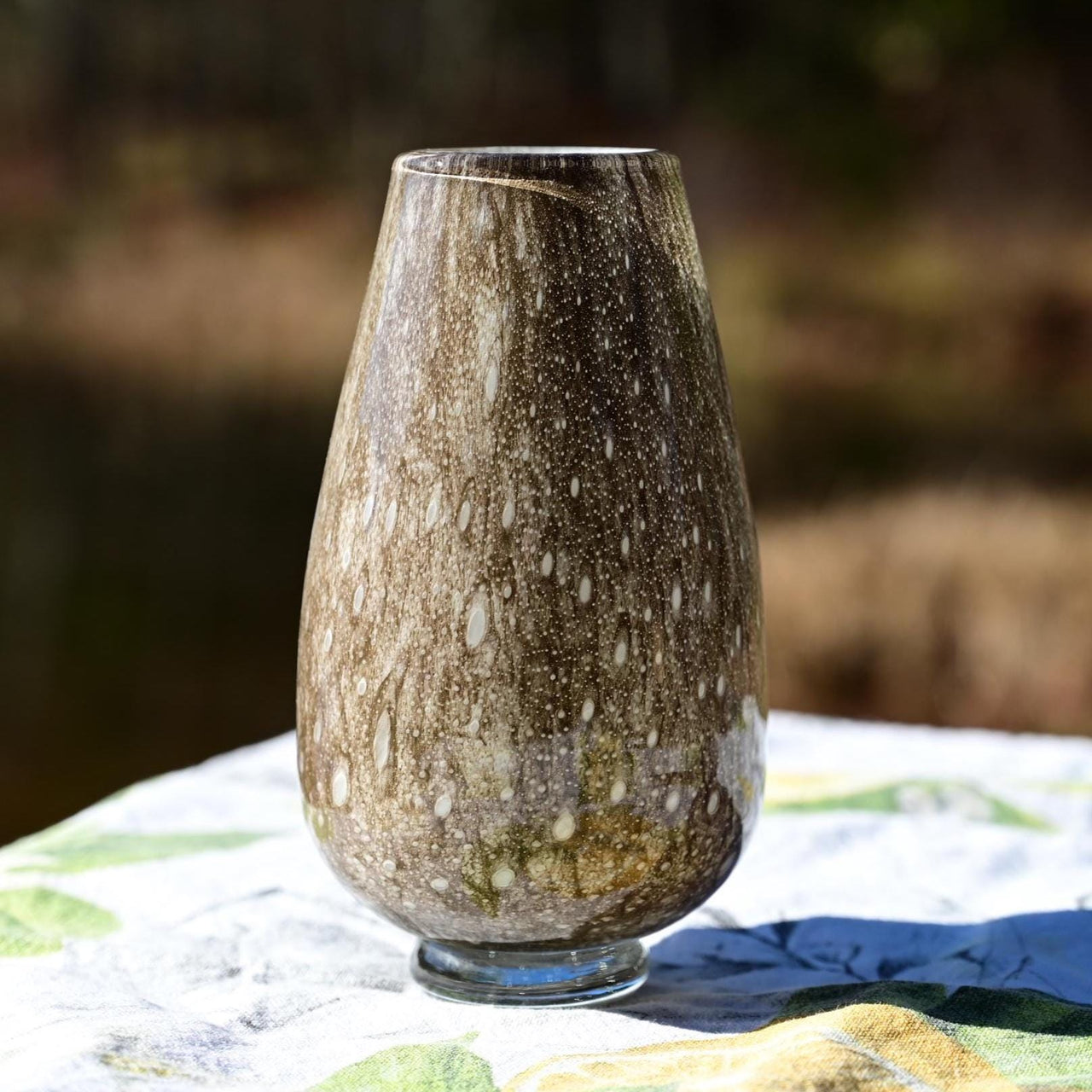 Brown Blown Glass Vase | Handmade Murano Style Art Glass Vase | Small Unique Flower Vase Luxury Modern Home Decor Gift