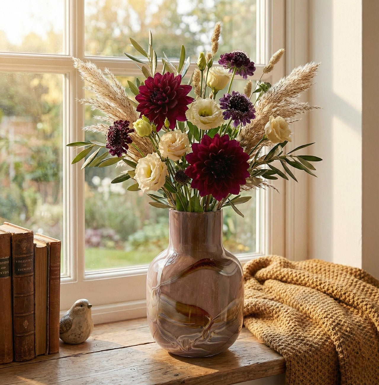 Hand blown Glass Vase | Handmade Murano Glass Style Art Glass Vase | Large Unique Flower Vase Luxury Modern Home Decor Gift