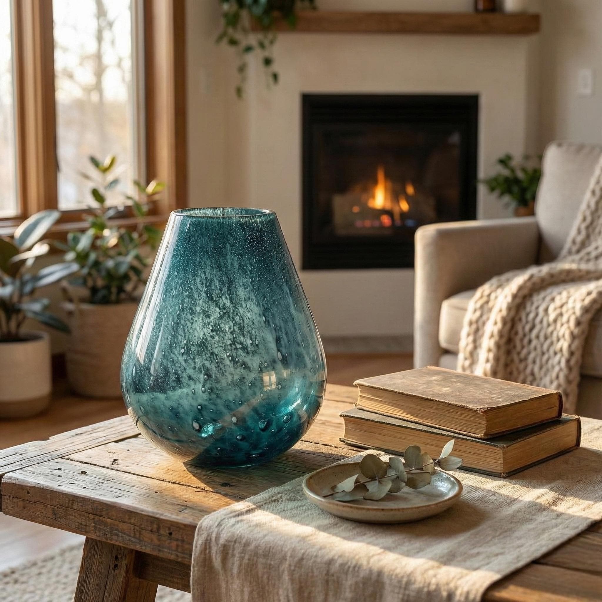 Teal Glass Vase, Large Teal Vase, Large Blue Vase, Statement Vase, Hand Blown Glass Vase, Teal Vase, Blue Glass Vase, Extra Large Glass Vase