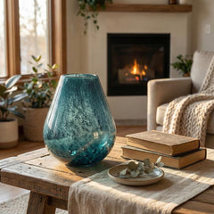 Large Oceanic Turquoise Glass Vase