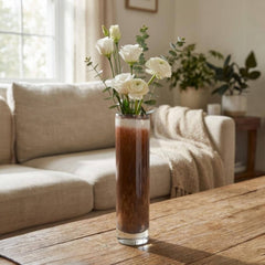 Brown Glass Vase - Glass Cylinder Vase - Heavy Glass Vase - Dark Brown Vase - Hand Blown Glass Vase - Home Decor Gift for Her