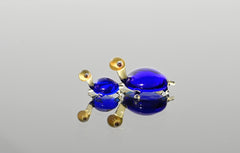Cobalt Blue Glass Turtle Figurines - Hand-Blown Miniature Duo