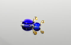 Cobalt Blue Glass Turtle Figurines - Hand-Blown Miniature Duo