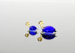 Cobalt Blue Glass Turtle Figurines - Hand-Blown Miniature Duo