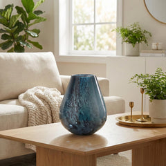 Large Oceanic Turquoise Glass Vase