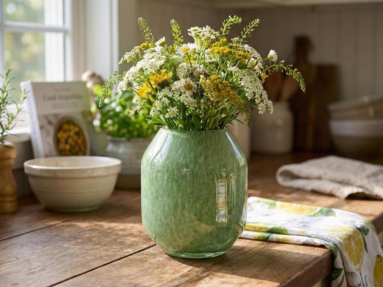 Sage Green Vase - Green Glass Vase - Green Flower Vase - Hand Blown Glass Vase - Handmade Vases for Flowers - Home Decor Gift for Her