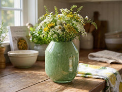 Sage Green Vase - Green Glass Vase - Green Flower Vase - Hand Blown Glass Vase - Handmade Vases for Flowers - Home Decor Gift for Her