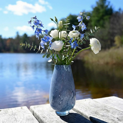 Small Hand-Blown Blue Glass Vase – Murano-Style Art Decor