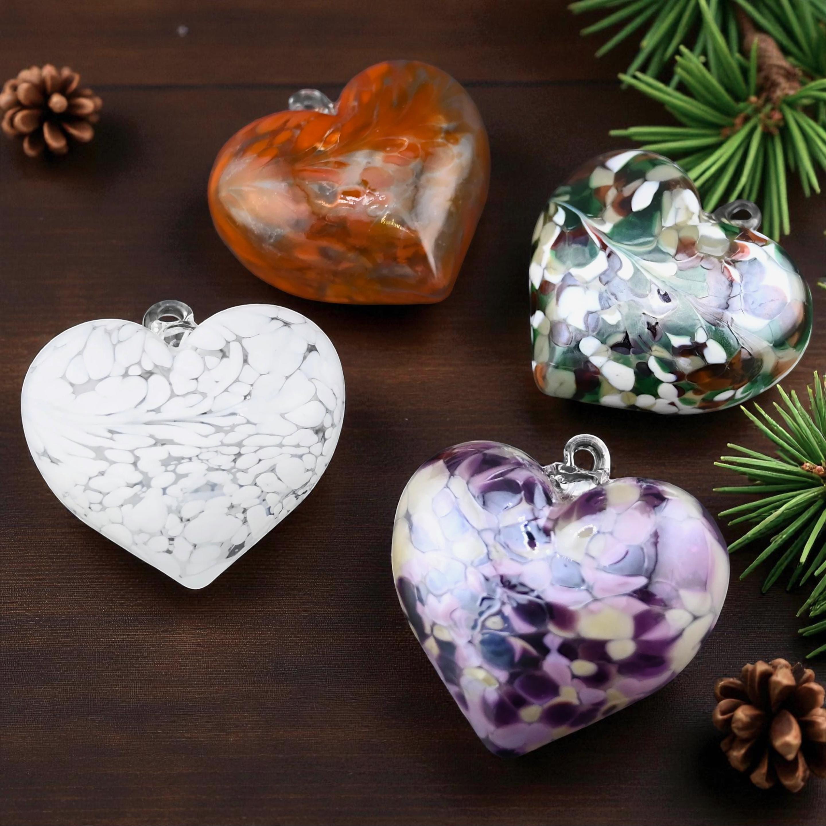 Glass Ornament Set - Hand Blown Glass Ornaments - Poland Glass Ornaments - Glass Heart Ornament - Colorful Ornaments For Christmas