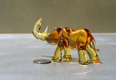 Hand Blown Glass Rhinoceros. Sculptured Rino figurine with character and personality, a collectible gift.