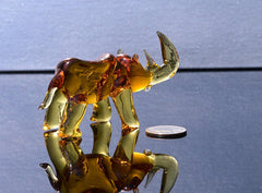 Hand Blown Glass Rhinoceros. Sculptured Rino figurine with character and personality, a collectible gift.