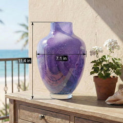 Purple Glass Vase - Purple Vases for Flowers - Hand Blown Glass Vase - Large Vase - Handmade Vase for Flowers - Home Decor Gift for Her