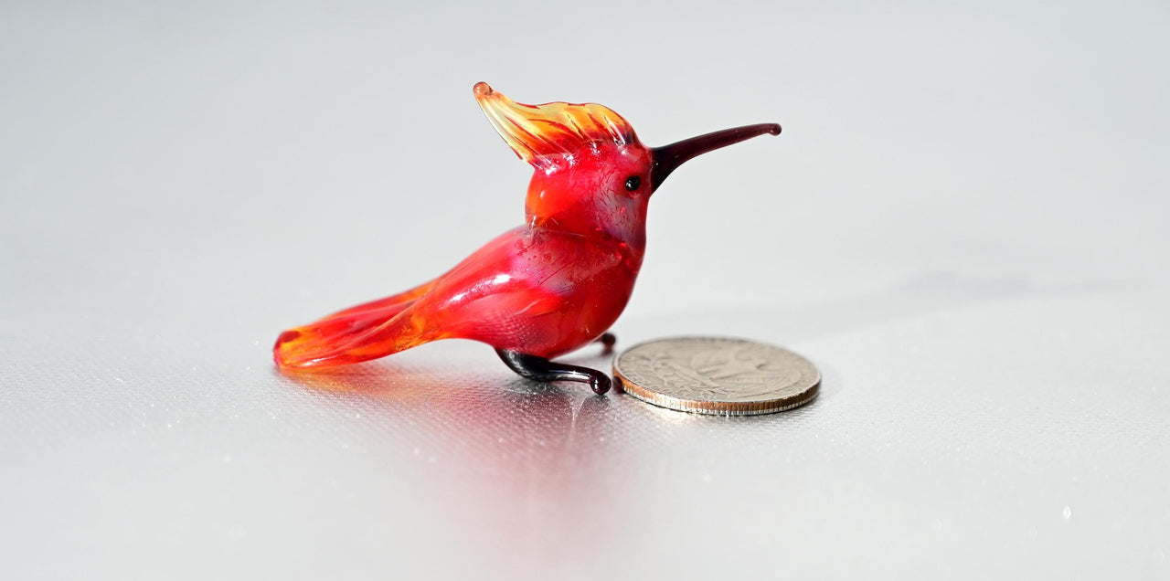 Hand-Blown Glass Cardinal Bird Figurine